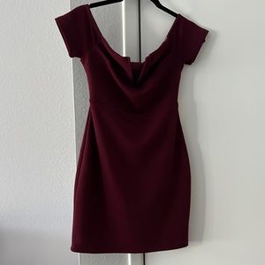 Lulus Burgundy Off the shoulder mini dress